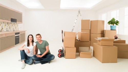 Office furniture and equipment prepared for a local move in Earls Court