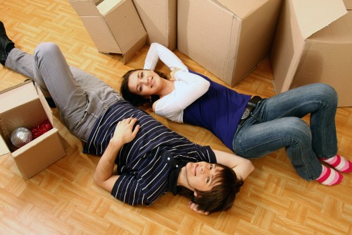 Furniture being prepared for a local flat removal